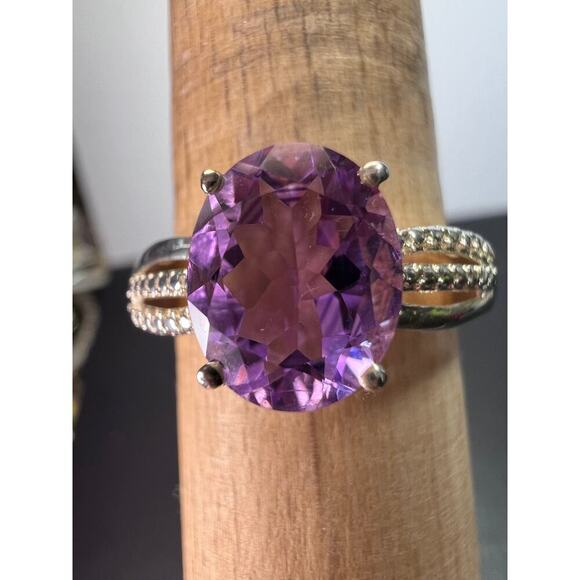 Amethyst sterling silver ring size 9 - Picture 3 of 11